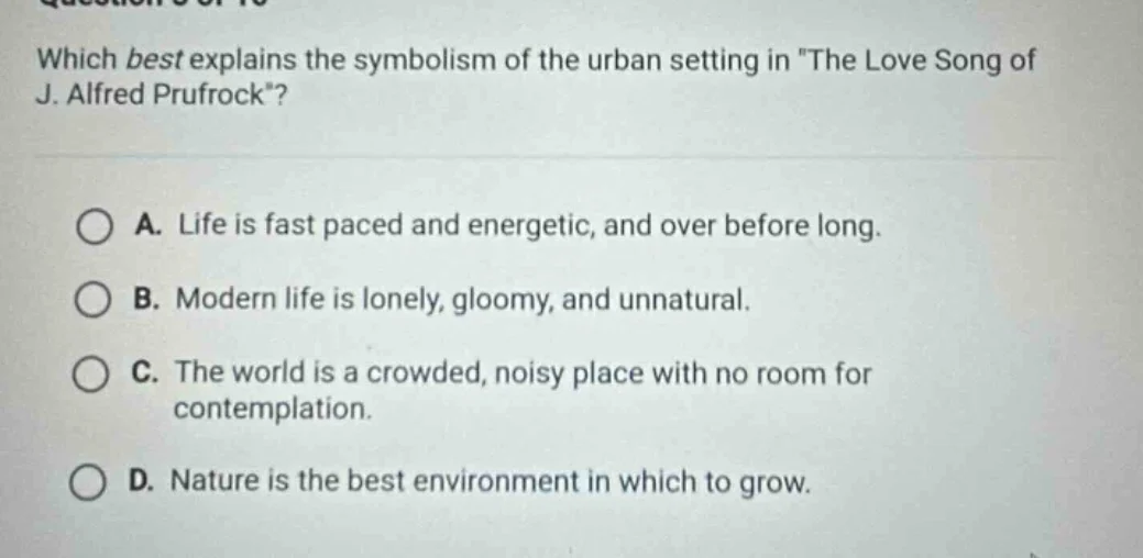 which best explains the symbolism of the urban setting in \the love son…