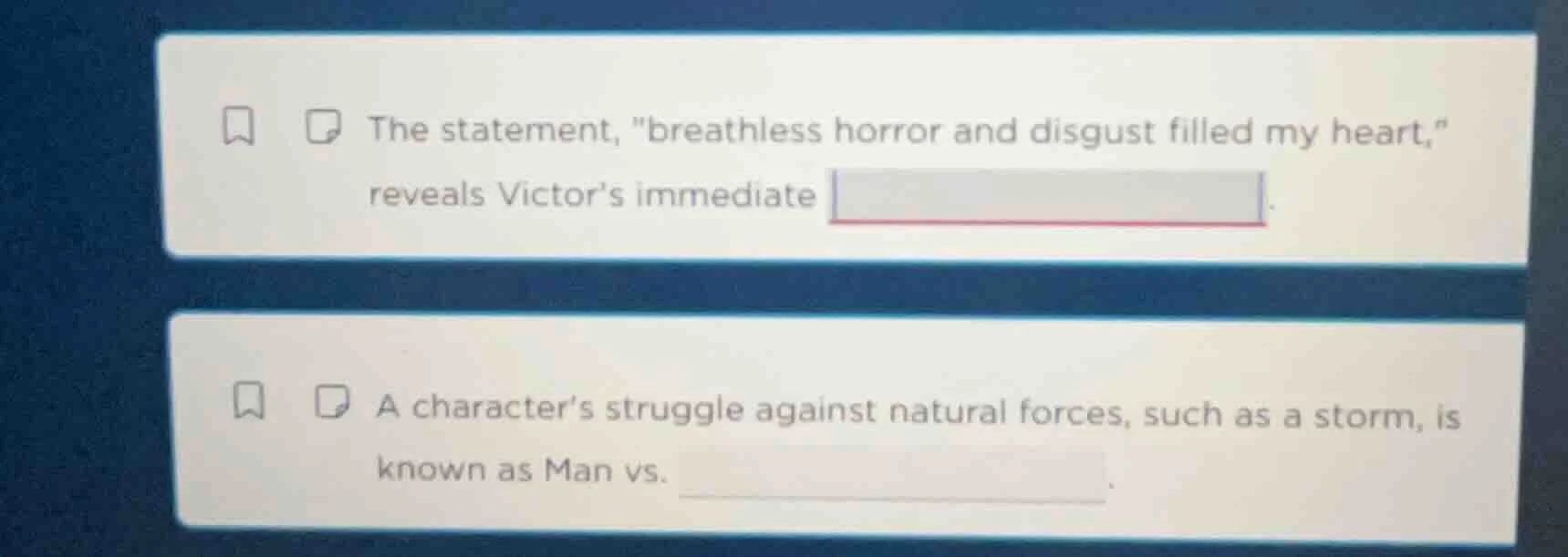 1. the statement, \breathless horror and disgust filled my heart,\ reve…