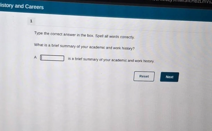 istory and careers 1 type the correct answer in the box. spell all word…
