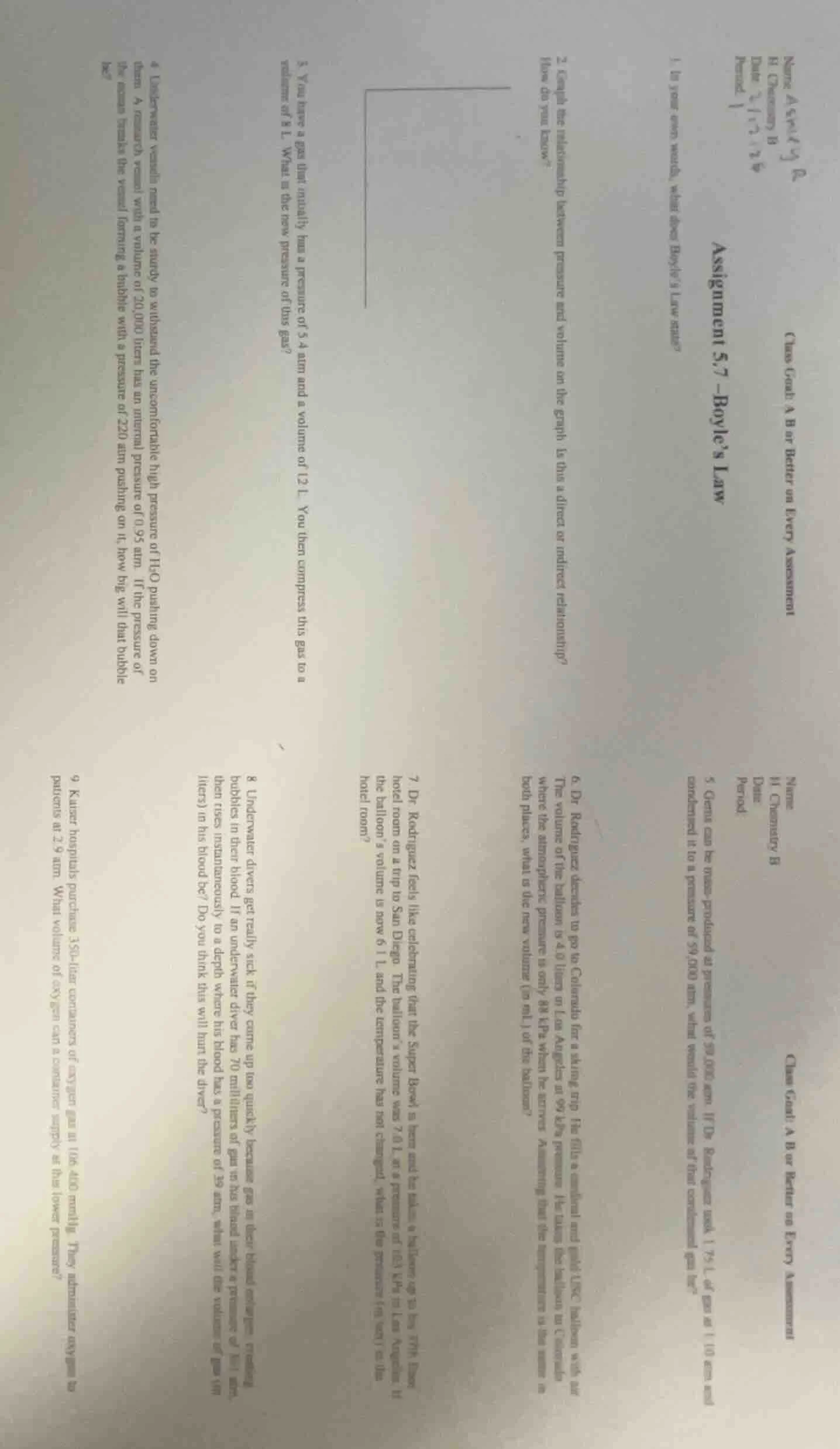 class goal: a b or better on every assessment name h. chemistry b date …