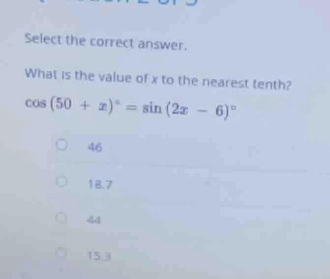 select the correct answer. what is the value of x to the nearest tenth?…