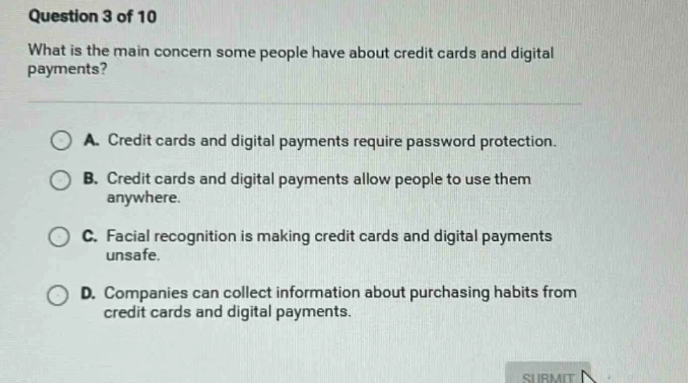 question 3 of 10 what is the main concern some people have about credit…