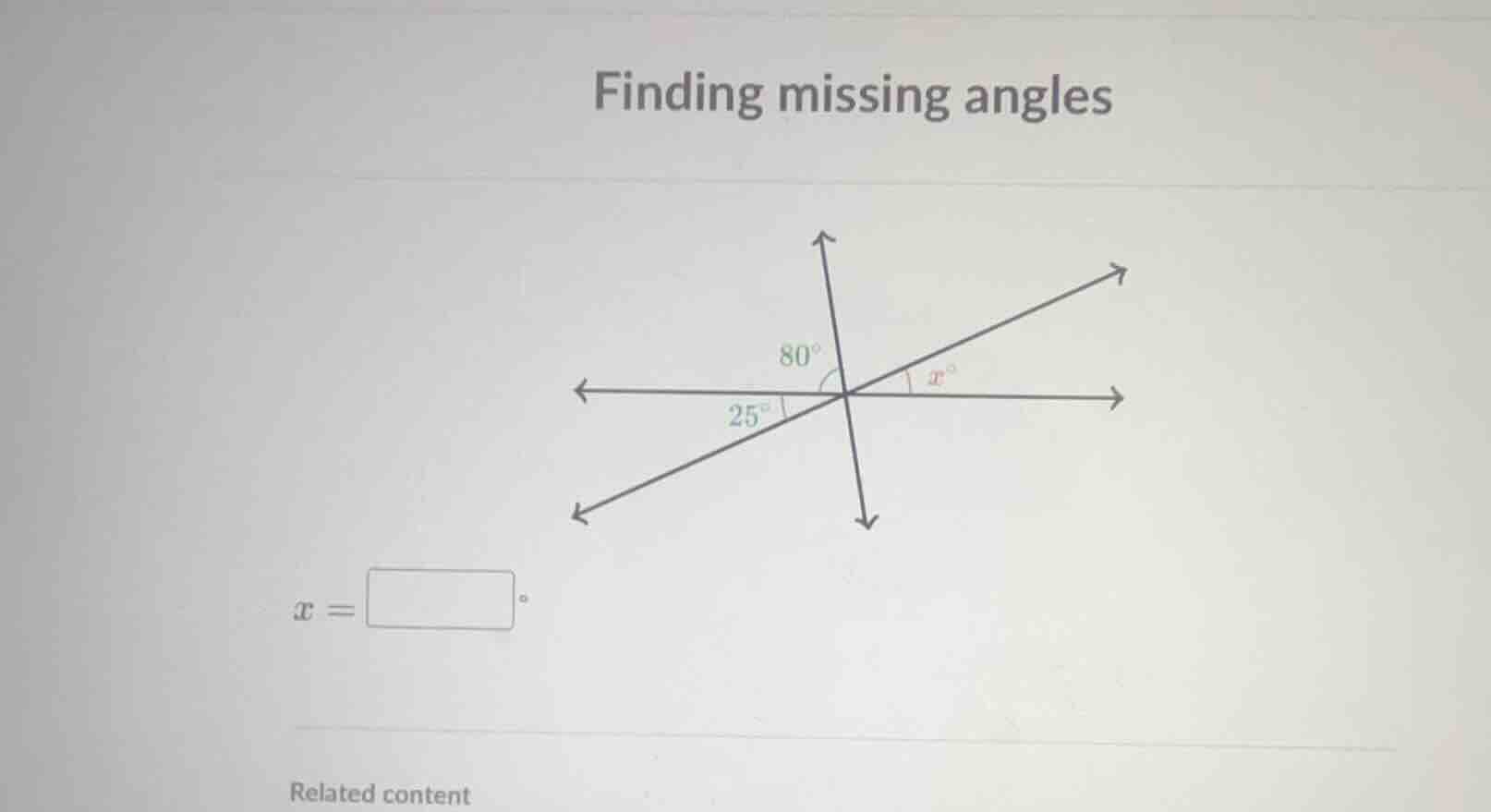 finding missing angles $x = \\square ^\\circ$ related content