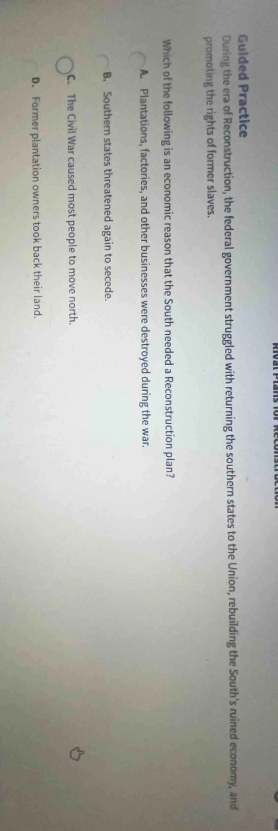 guided practice during the era of reconstruction, the federal governmen…