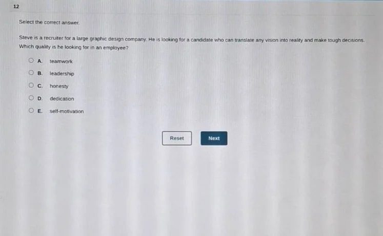 12 select the correct answer. steve is a recruiter for a large graphic …