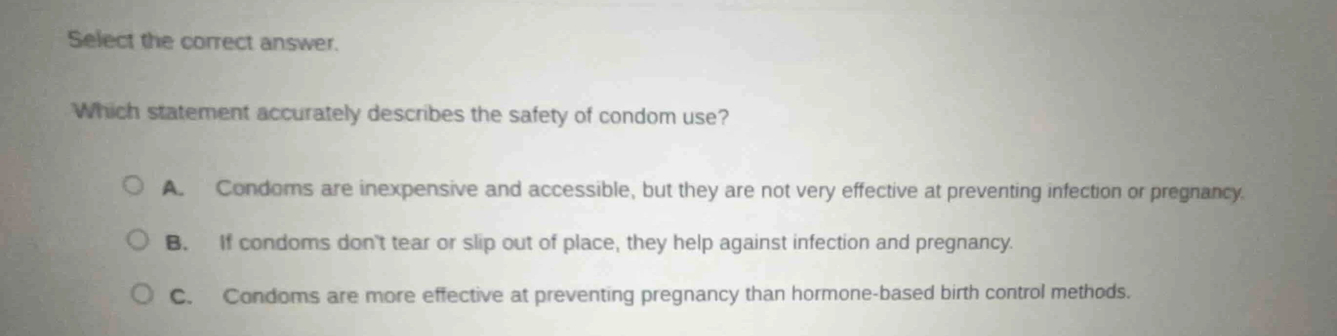 select the correct answer. which statement accurately describes the saf…