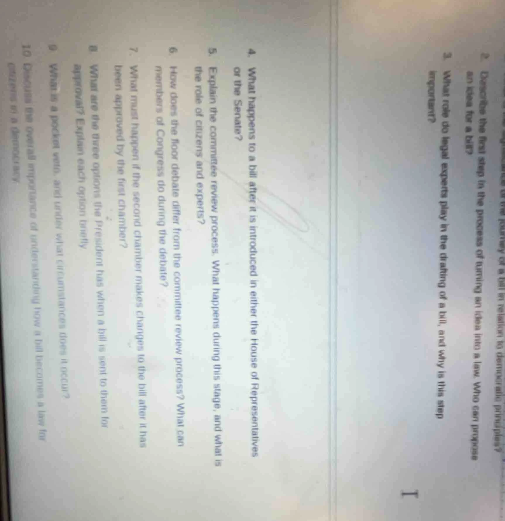 2. describe the first step in the process of turning an idea into a law…
