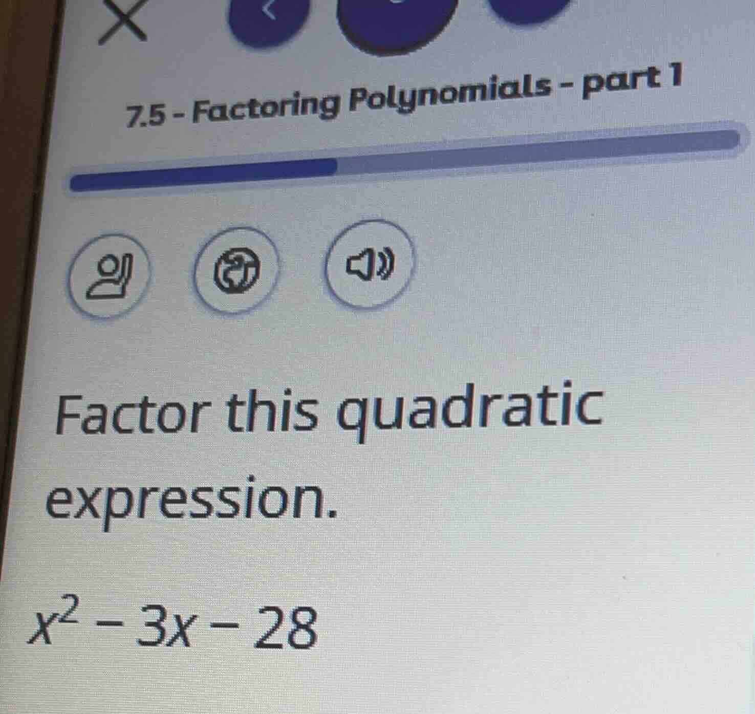 7.5 - factoring polynomials - part 1 factor this quadratic expression. …