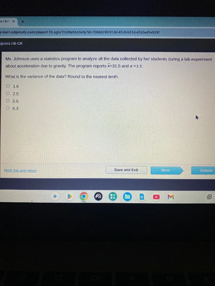 gebra i b-cr ms. johnson uses a statistics program to analyze all the d…