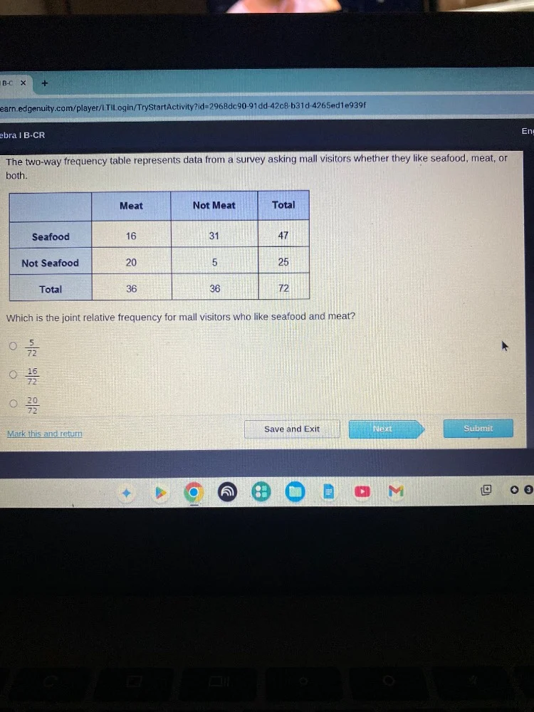 the two-way frequency table represents data from a survey asking mall v…