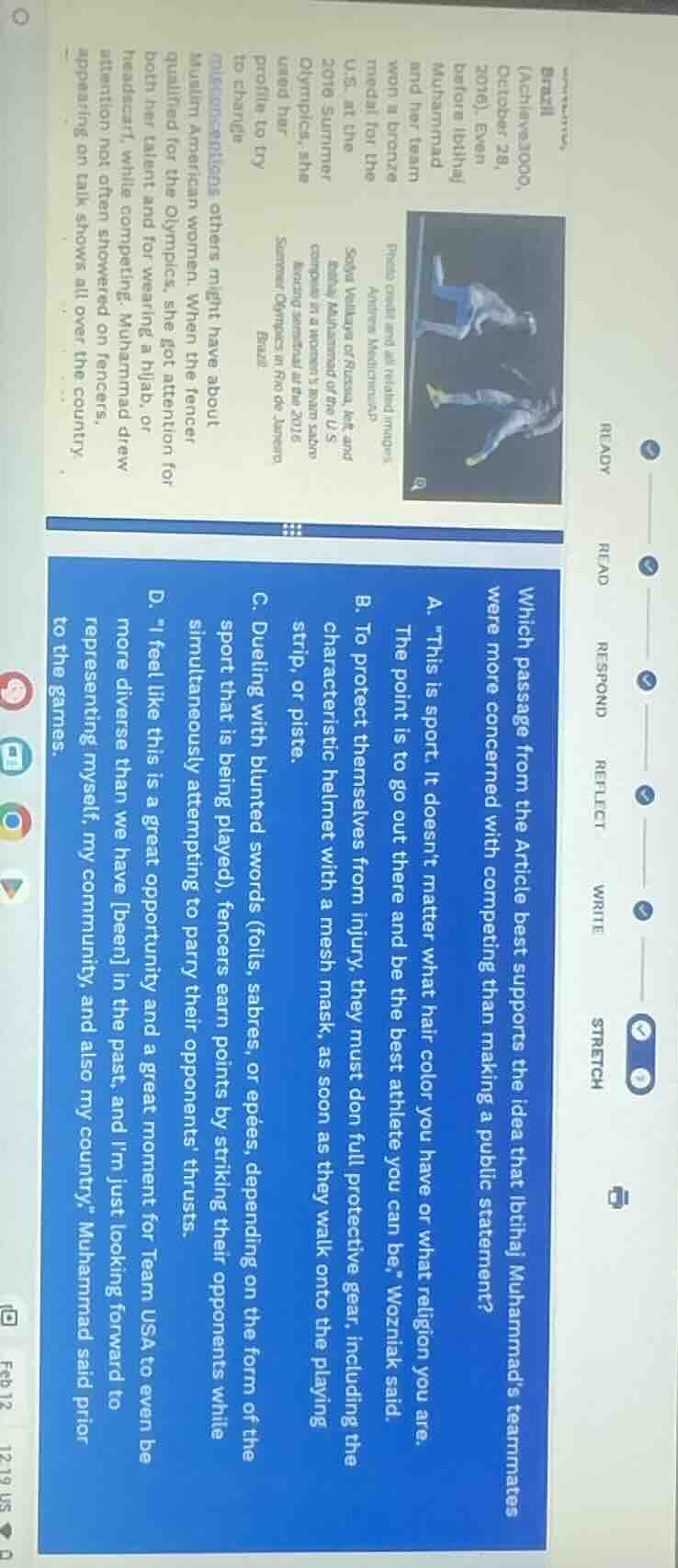 brazil (achieve3000, october 28, 2016). even before ibtihaj muhammad an…