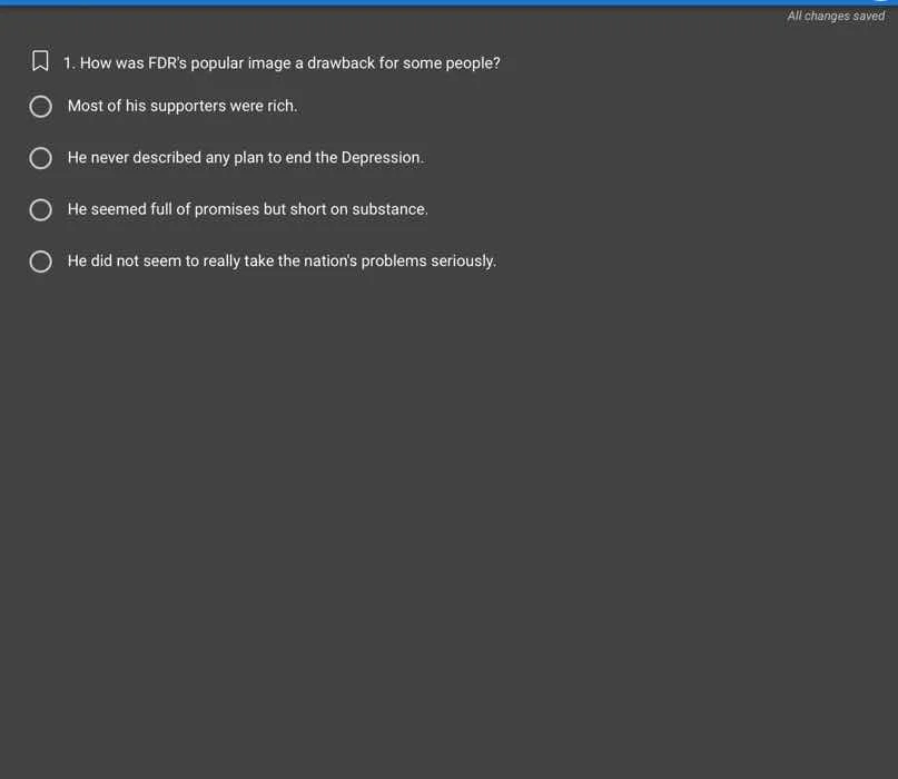 1. how was fdrs popular image a drawback for some people? most of his s…