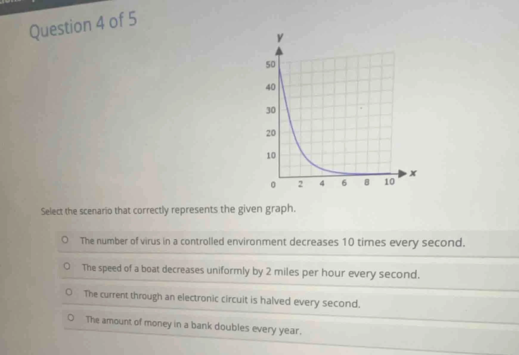 question 4 of 5 select the scenario that correctly represents the given…