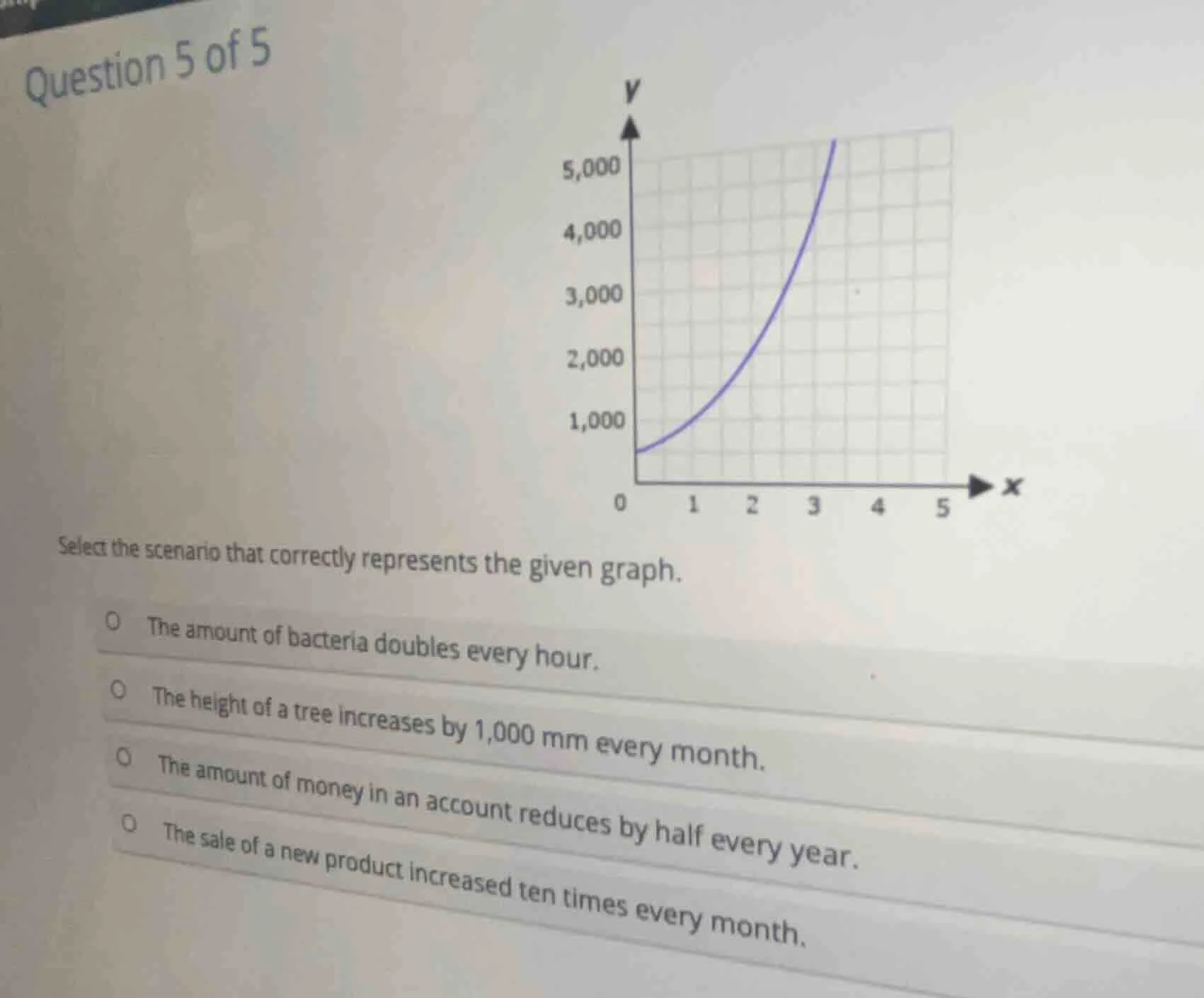 question 5 of 5 select the scenario that correctly represents the given…