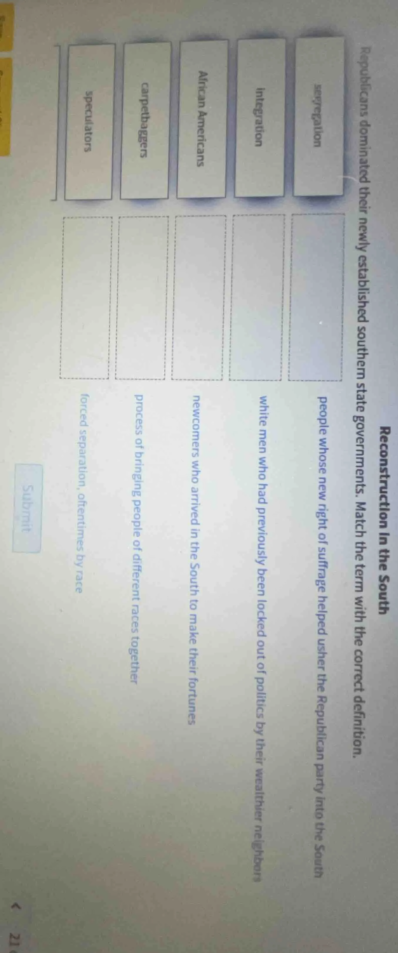 reconstruction in the south republicans dominated their newly establish…