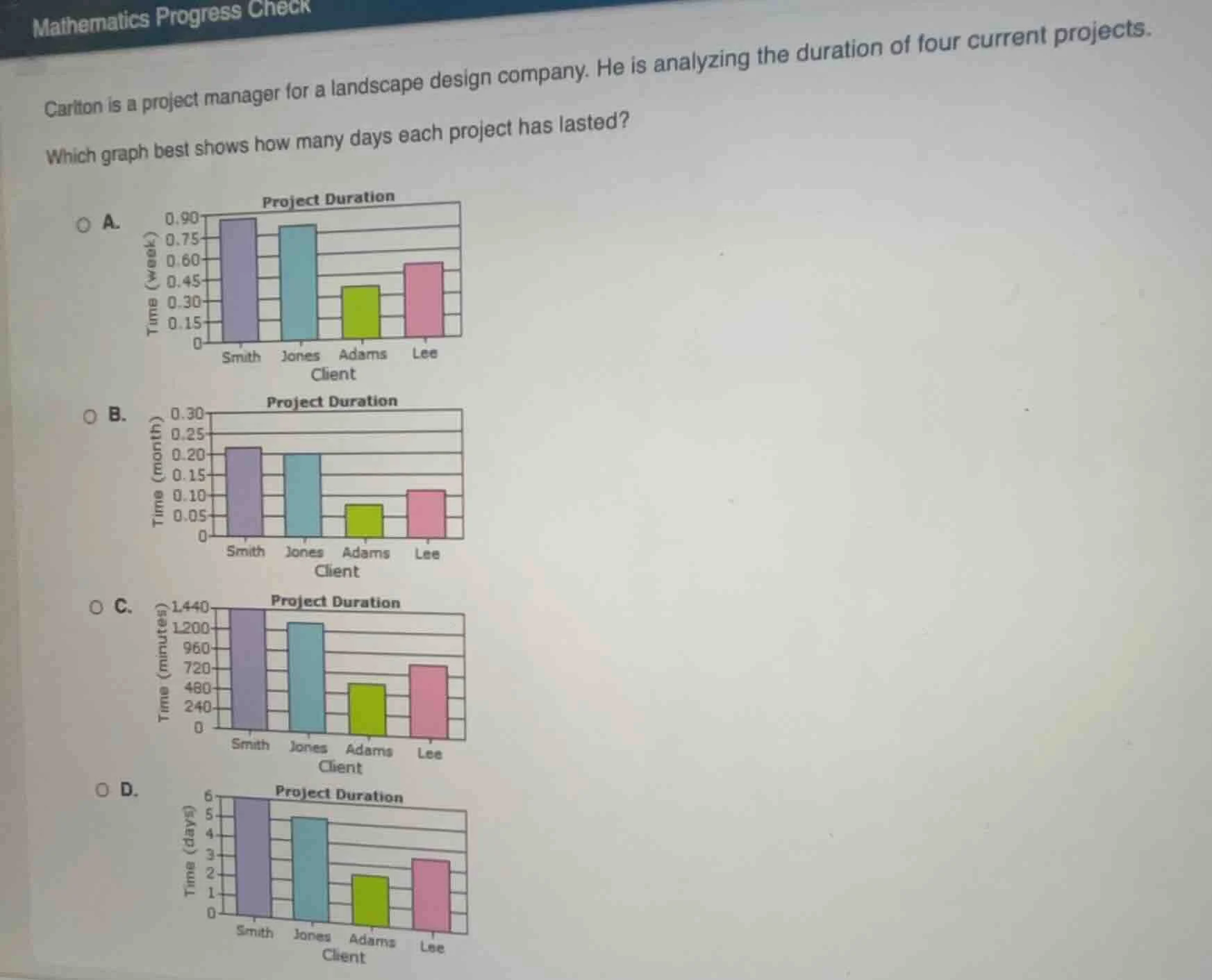 mathematics progress check carlton is a project manager for a landscape…