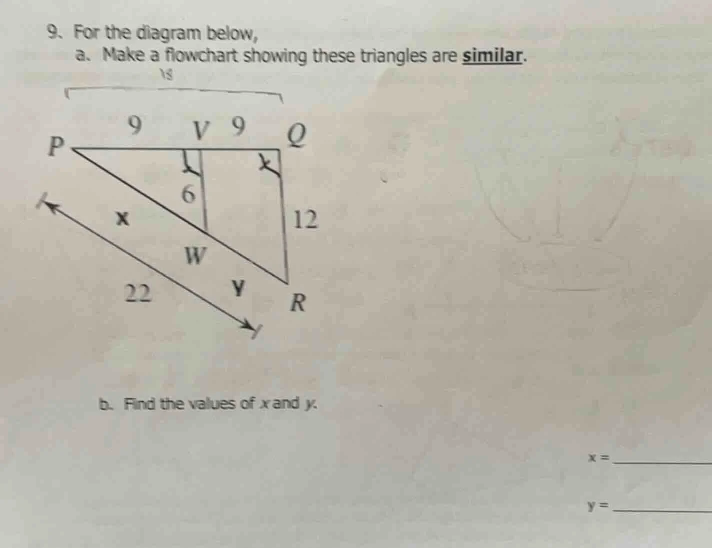 9. for the diagram below, a. make a flowchart showing these triangles a…