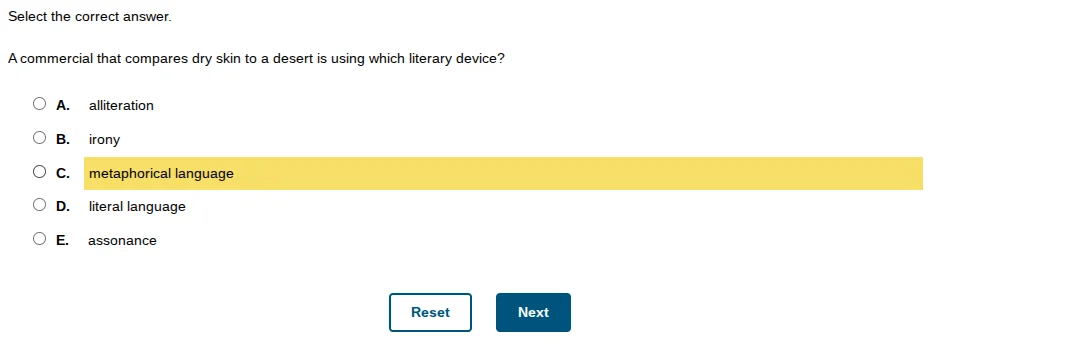 select the correct answer. a commercial that compares dry skin to a des…