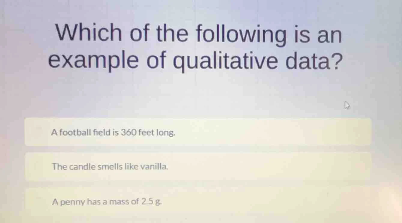 which of the following is an example of qualitative data? a football fi…