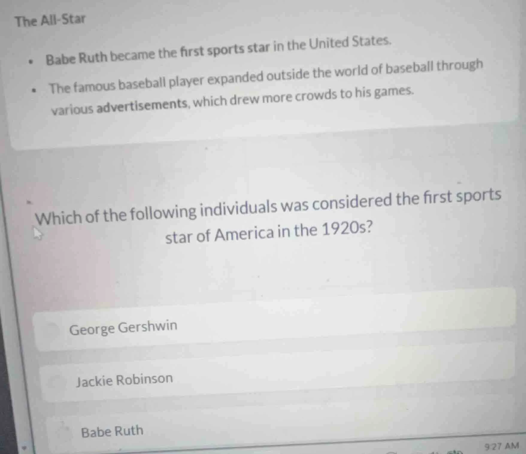 the all-star• babe ruth became the first sports star in the united stat…