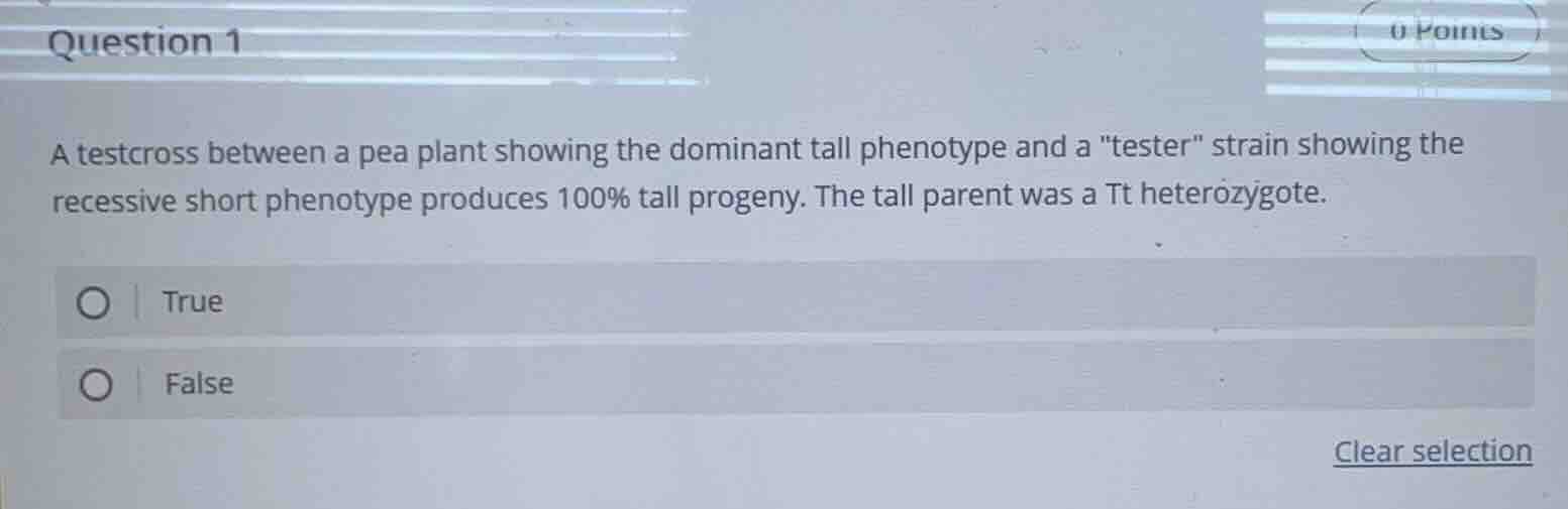 question 1 0 points a testcross between a pea plant showing the dominan…