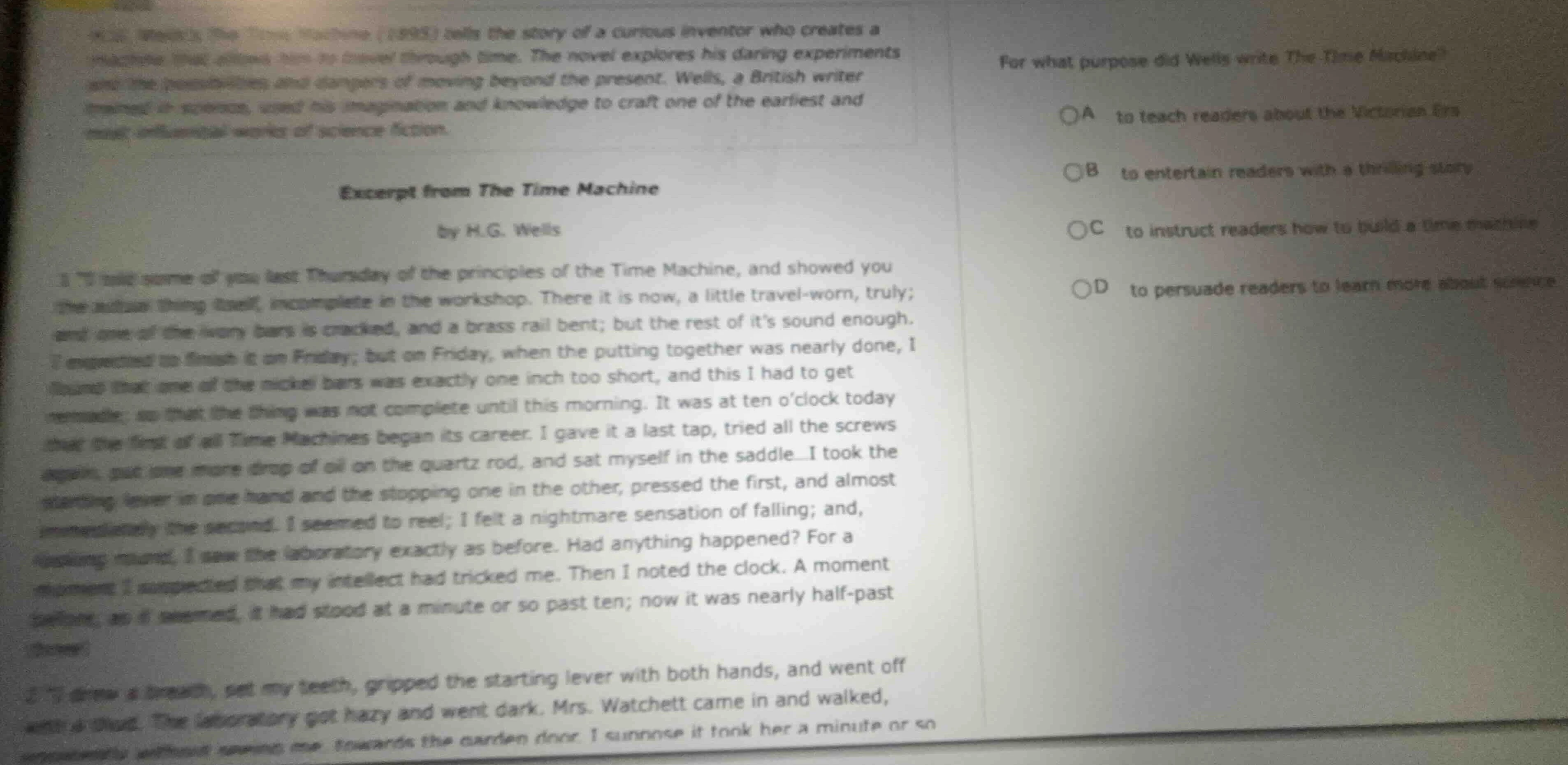 h.g. wellss *the time machine* (1895) tells the story of a curious inve…