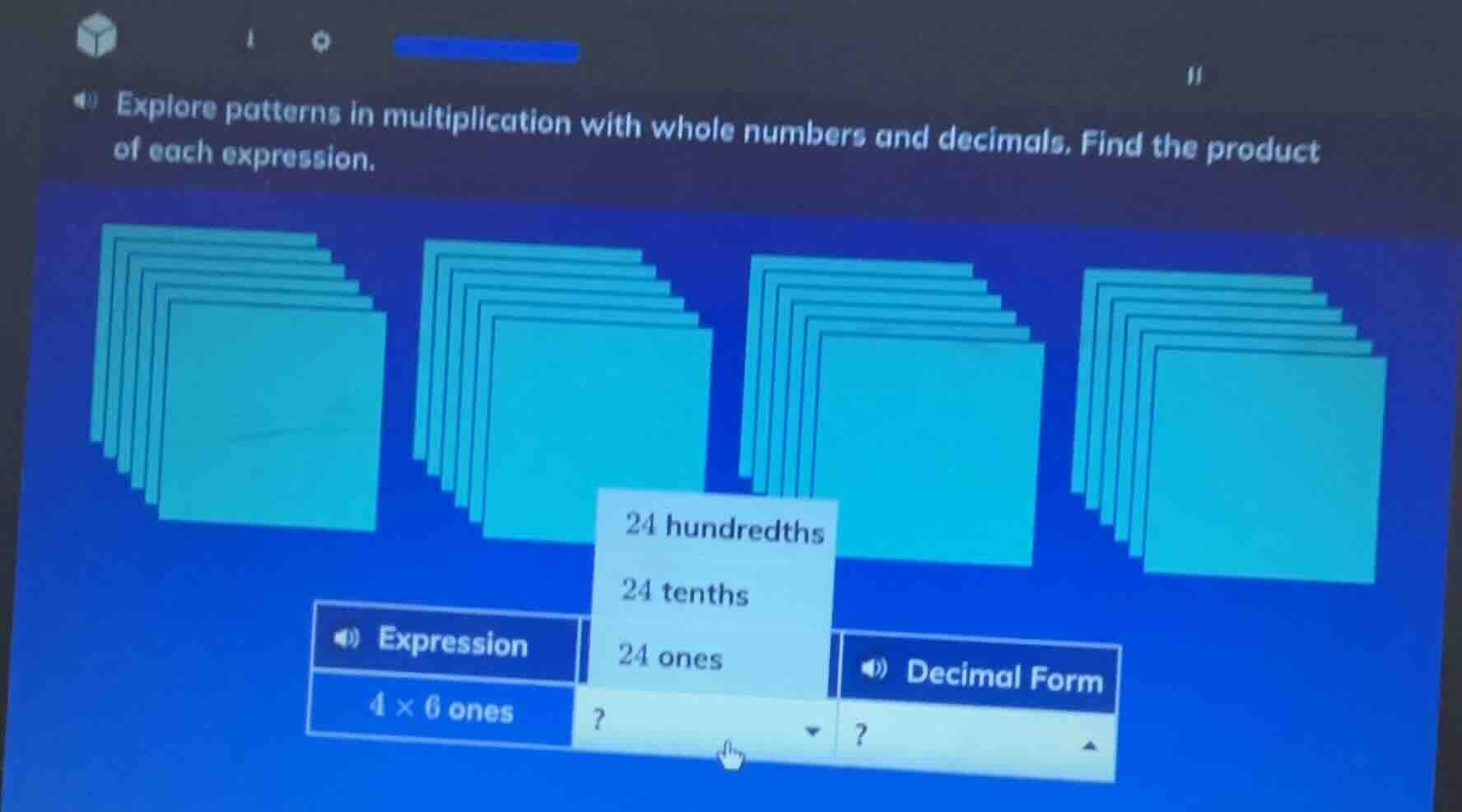 explore patterns in multiplication with whole numbers and decimals. fin…