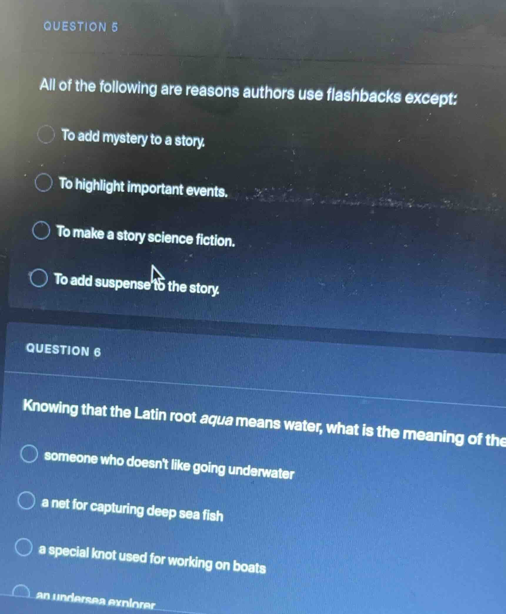 question 5 all of the following are reasons authors use flashbacks exce…