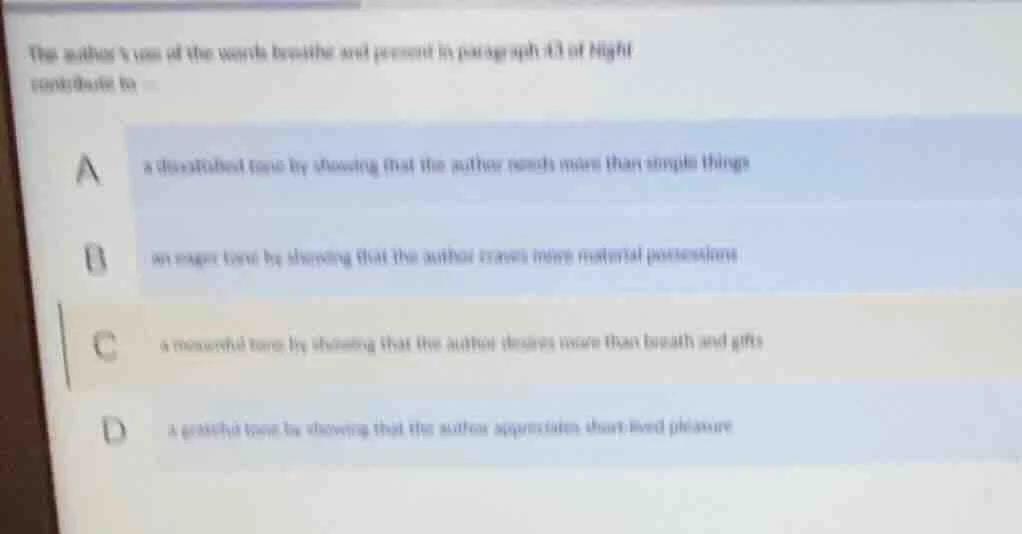 the authors use of the words breathe and present in paragraph 43 of nig…