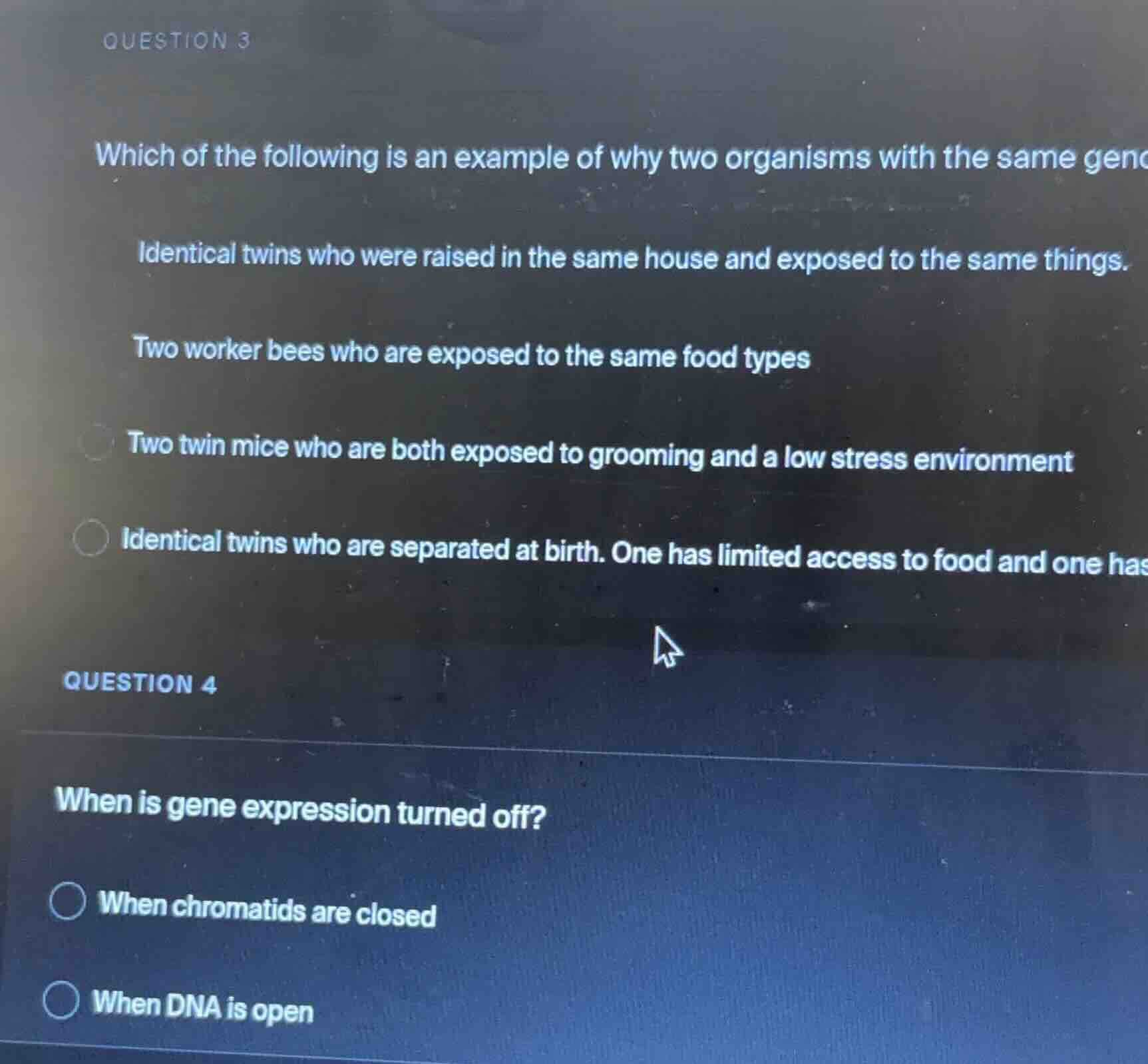 question 3 which of the following is an example of why two organisms wi…