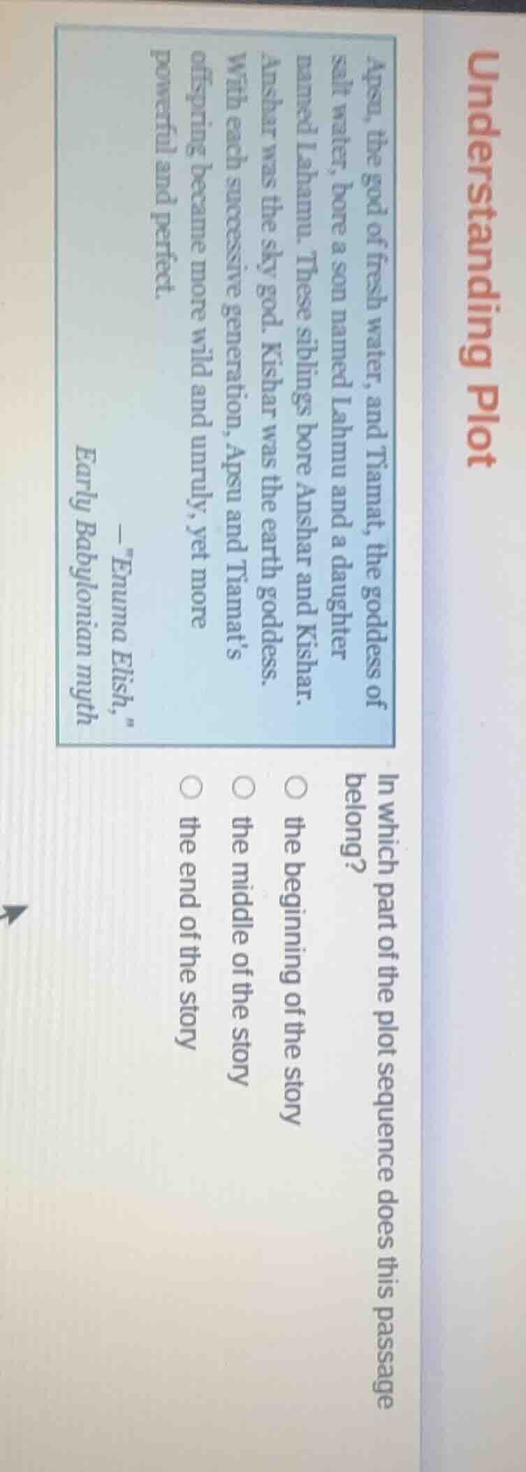 understanding plot apsu, the god of fresh water, and tiamat, the goddes…