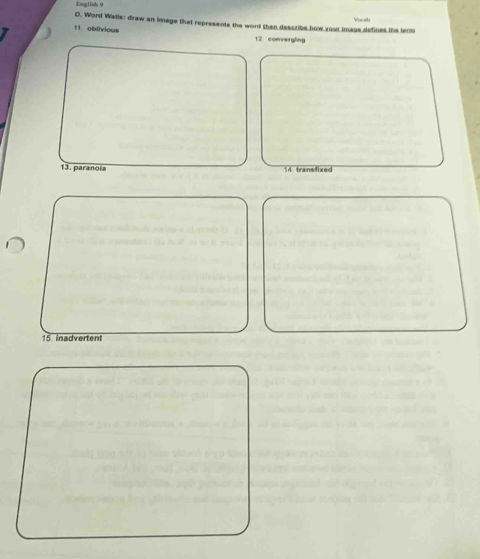 english 9 vocab d. word walls: draw an image that represents the word t…