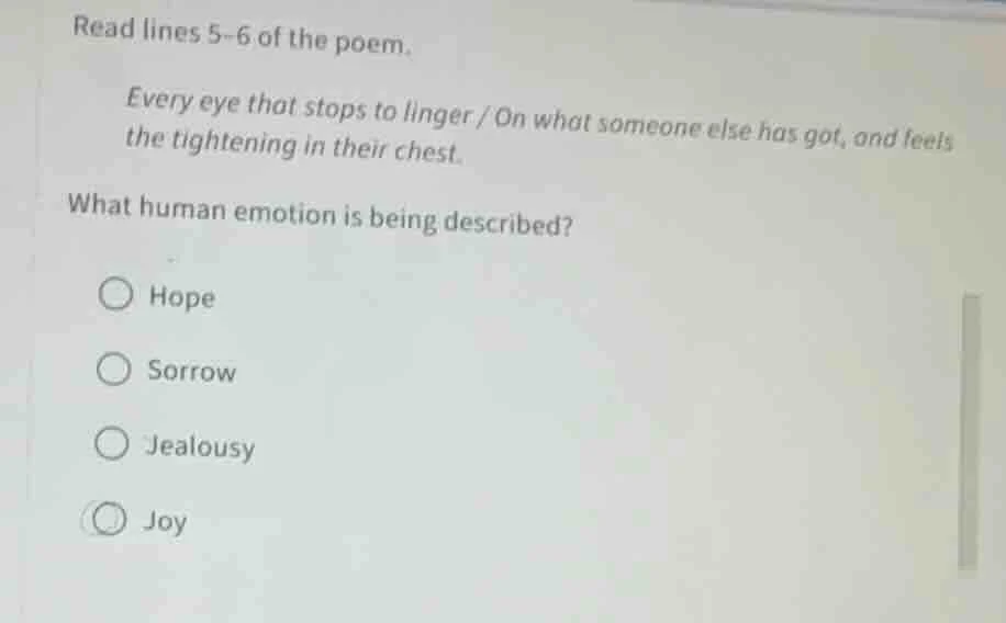 read lines 5-6 of the poem. every eye that stops to linger / on what so…