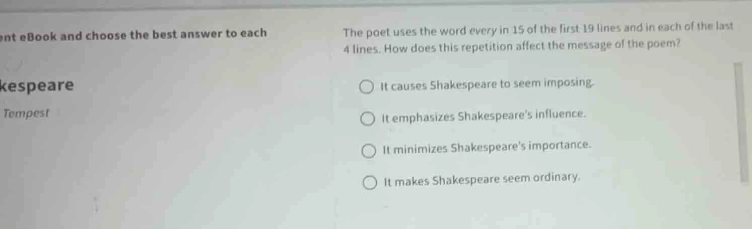 ent ebook and choose the best answer to each kespeare tempest the poet …