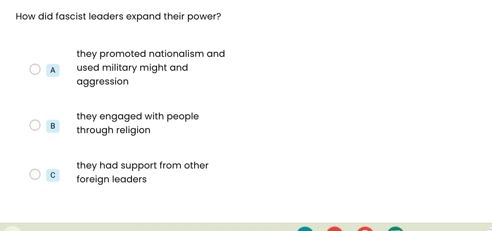 how did fascist leaders expand their power? a they promoted nationalism…