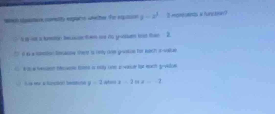 which statement correctly explains whether the equation $y = x^2 - 2$ r…