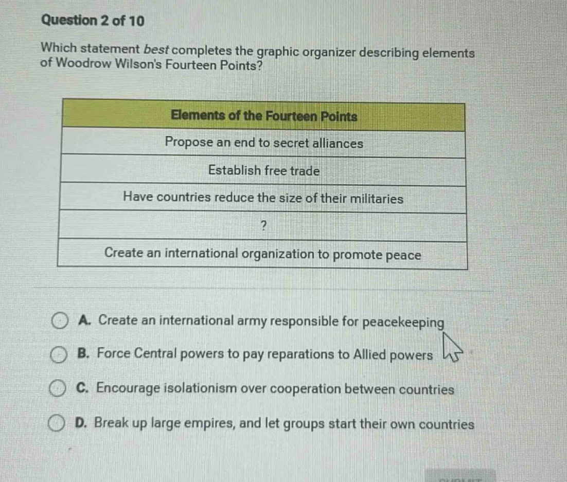 question 2 of 10 which statement best completes the graphic organizer d…
