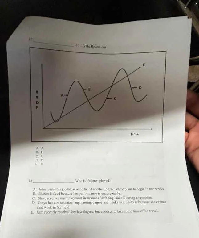 17. ______ identify the recessions a. a b. b c. c d. d e. e 18. ______ …