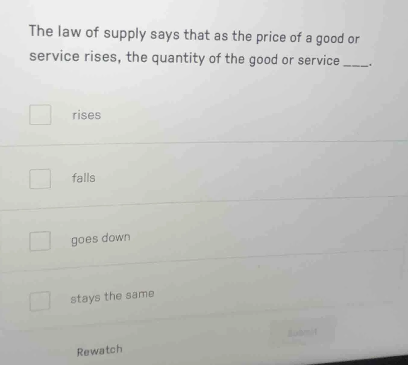the law of supply says that as the price of a good or service rises, th…
