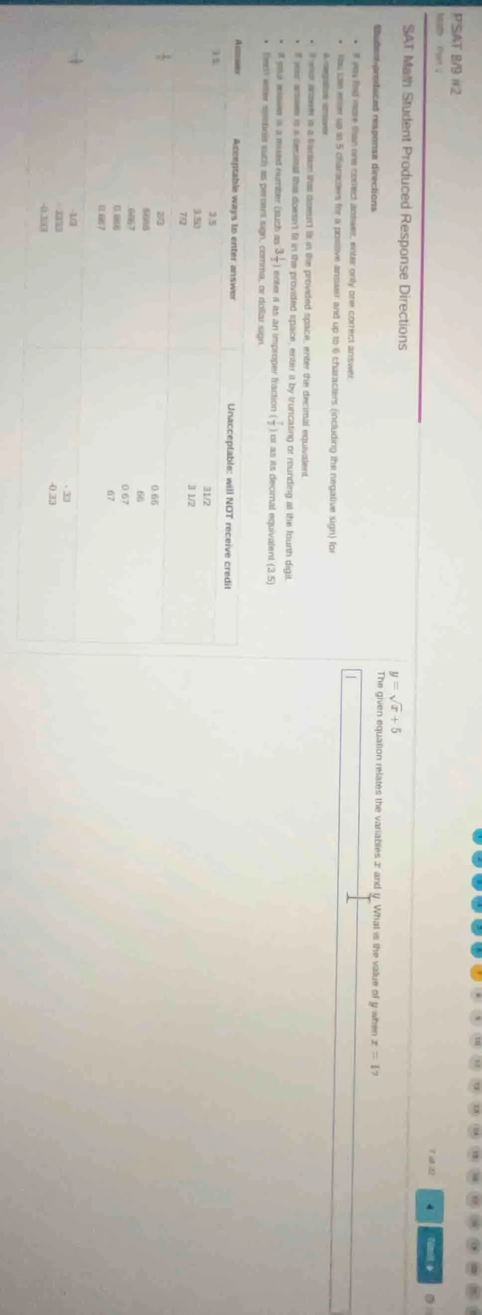psat 8/9 #2math - part 1sat math student produced response directionsst…