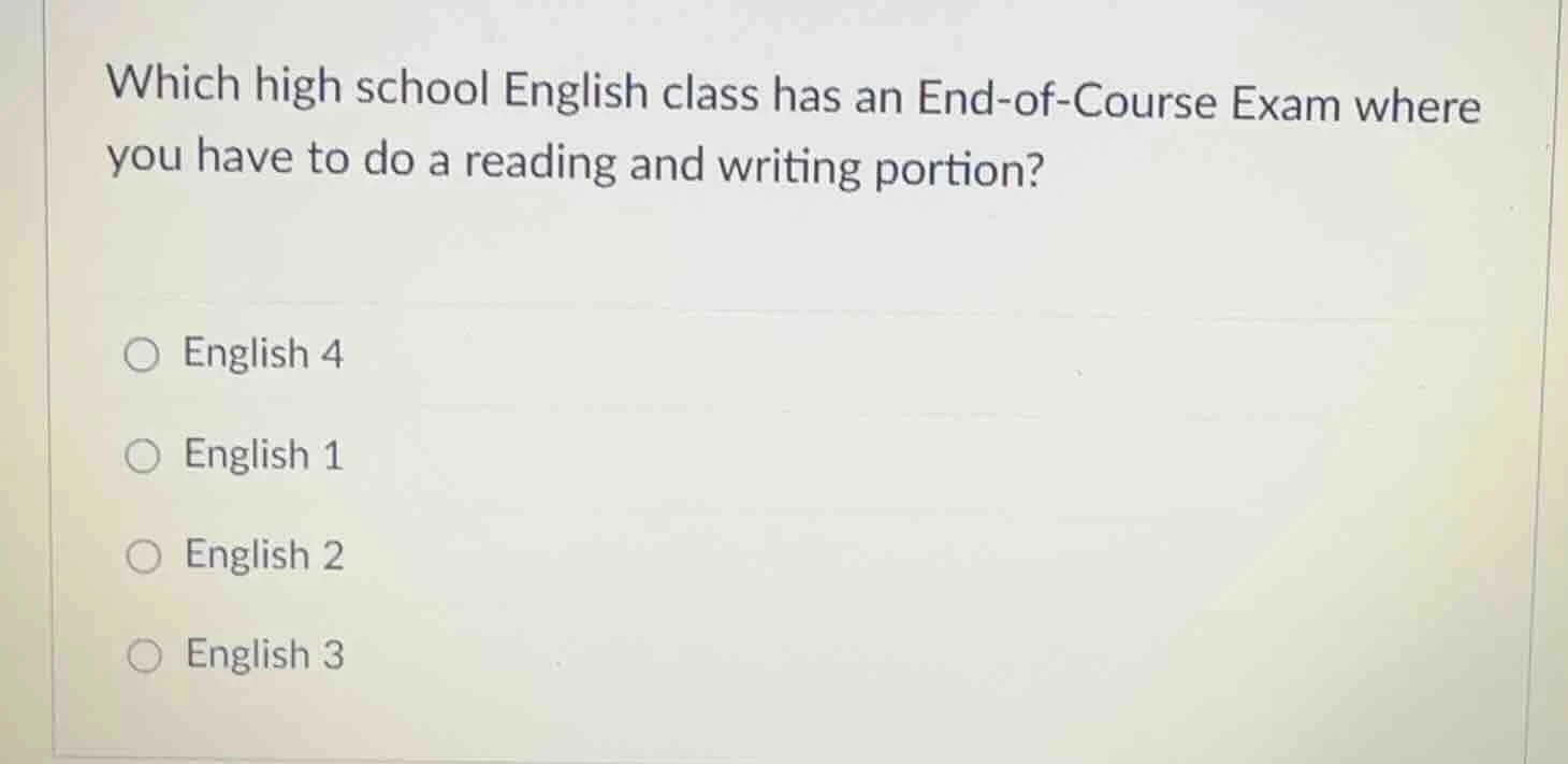 which high school english class has an end-of-course exam where you hav…