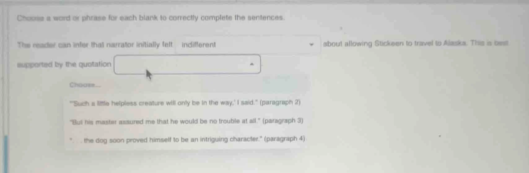 choose a word or phrase for each blank to correctly complete the senten…