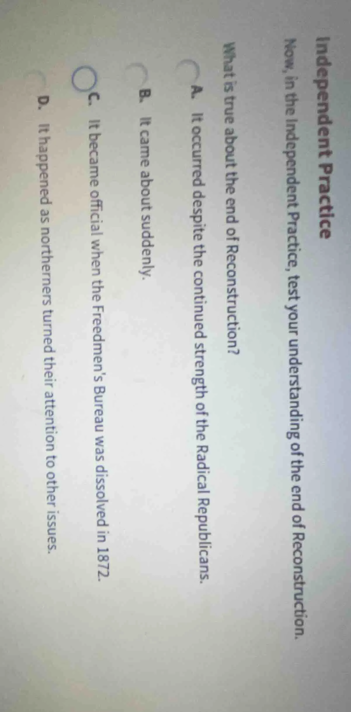 independent practice now, in the independent practice, test your unders…