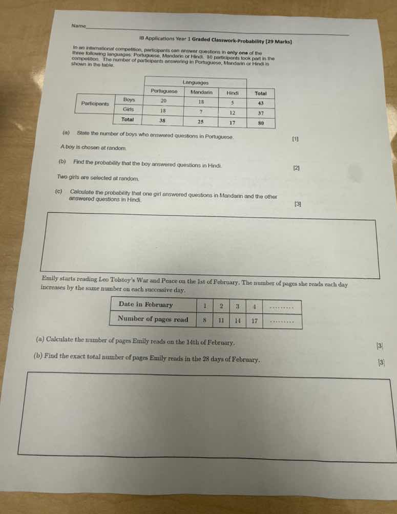 name____ib applications year 1 graded classwork-probability (29 marks)i…