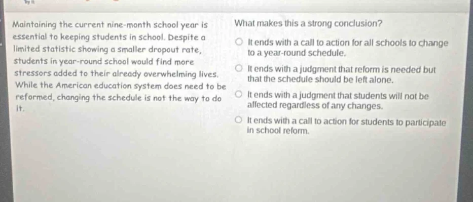 maintaining the current nine-month school year is essential to keeping …