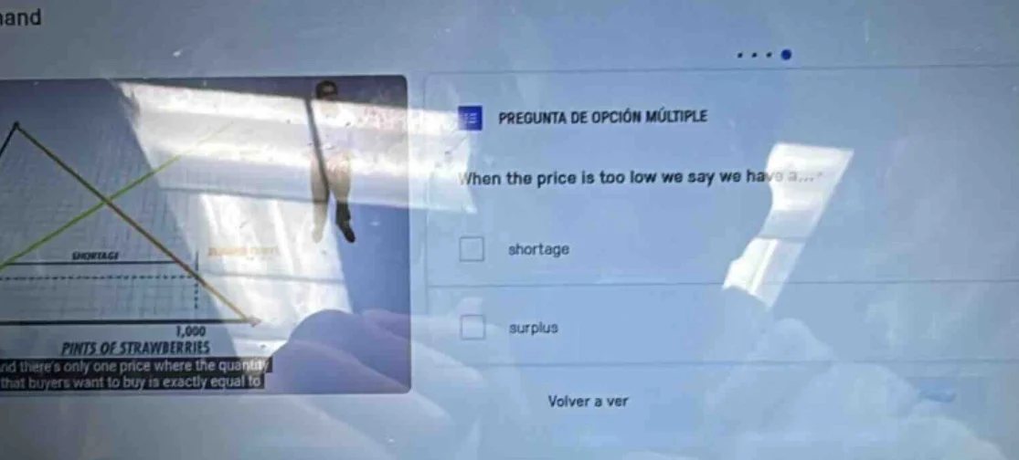 pregunta de opción múltiple when the price is too low we say we have a.…