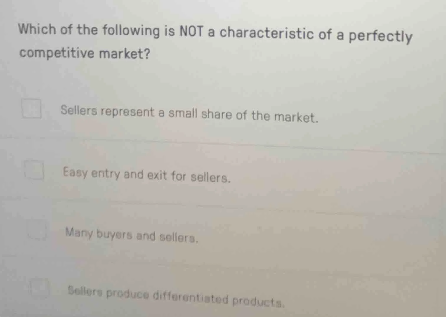 which of the following is not a characteristic of a perfectly competiti…
