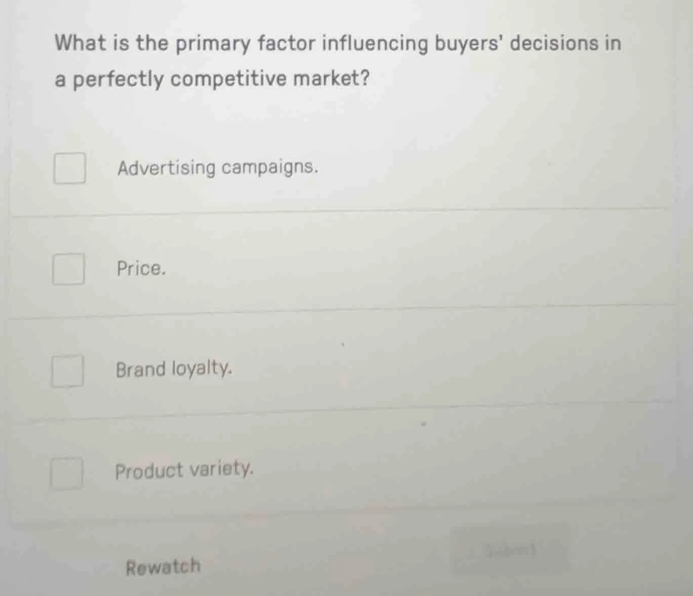 what is the primary factor influencing buyers decisions in a perfectly …
