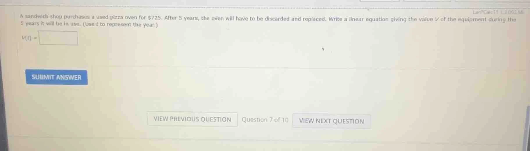 a sandwich shop purchases a used pizza oven for $725. after 5 years, th…