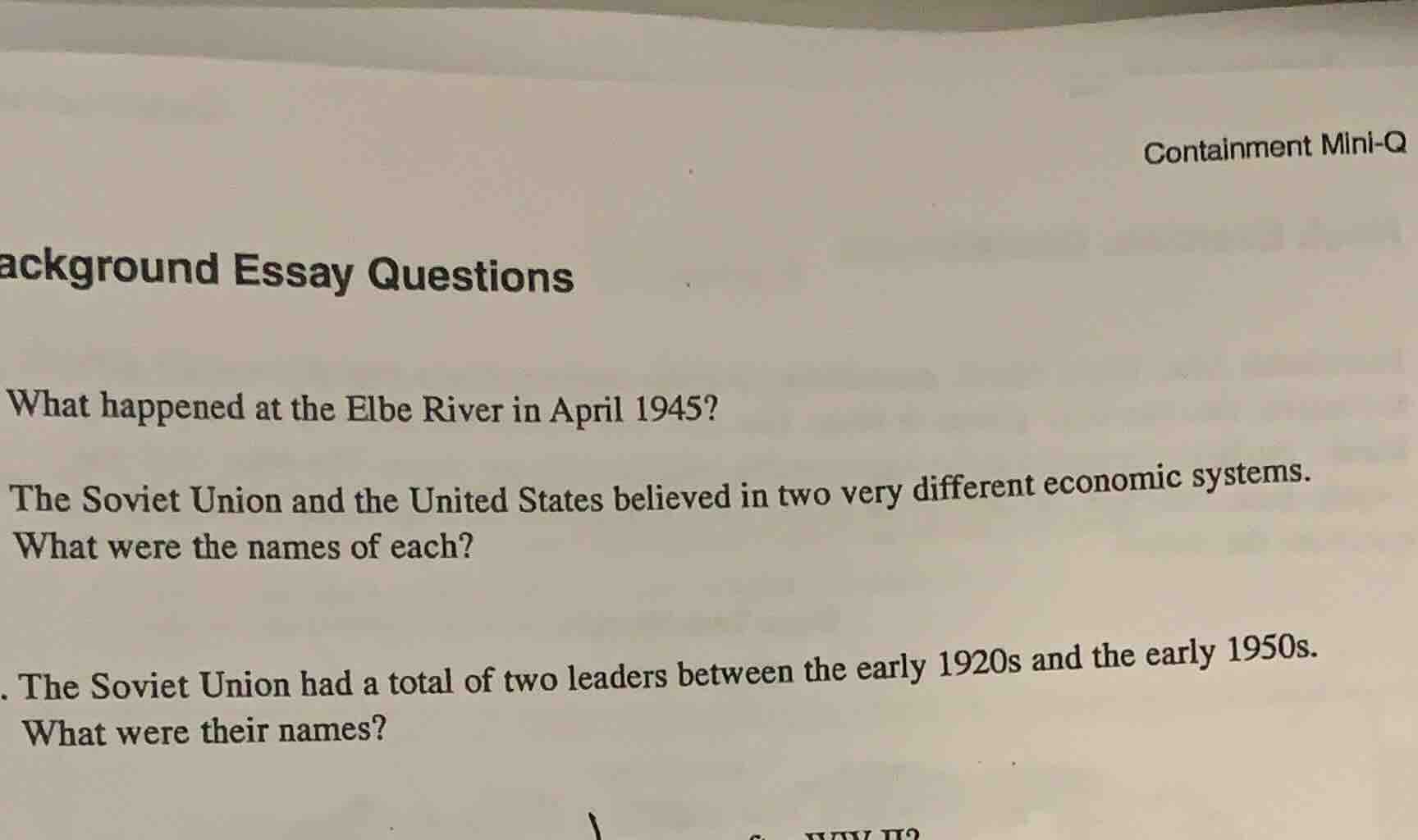containment mini-q ackground essay questions what happened at the elbe …
